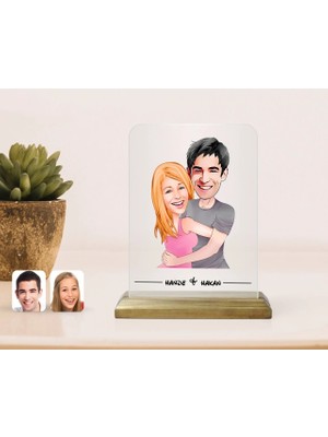 BK Gift Kişiye Özel Sevgililer Karikatürlü Çerçeve-86