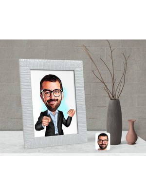 BK Gift Kişiye Özel Amca Karikatürlü Dekoratif Çerçeve