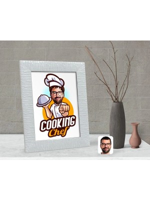 BK Gift Kişiye Özel Erkek Chef Karikatürlü Dekoratif Çerçeve-15