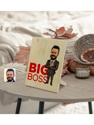 BK Gift Kişiye Özel Erkek Big Boss Karikatürlü Dekoratif Ahşap Çerçeve Model 2
