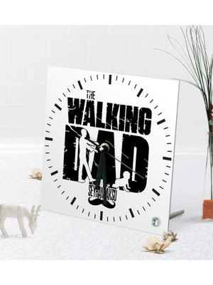 BK Gift Kişiye Özel The Walking Dad Masaüstü Kare Cam Saat-2