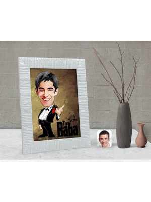BK Gift Kişiye Özel Godfather Baba Karikatürlü Dekoratif Çerçeve-1