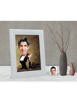 BK Gift Kişiye Özel Adam Karikatürlü Dekoratif Çerçeve-1