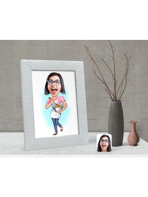 BK Gift Kişiye Özel Ev Hanımı Anne Karikatürlü Dekoratif Çerçeve-3