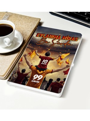 Bk Gift Kişiye Özel Isimli Baba-Oğul Sarı Kırmızı Evladıma Miras Bu Sevda Beyaz Defter-2, Doğum Günü Hediyesi, Taraftar Hediyesi