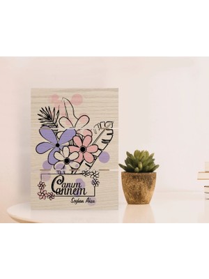 BK Gift Kişiye Özel Canım Annem Tasarımlı Otantik Masaüstü Ahşap Palet Çerçeve-16