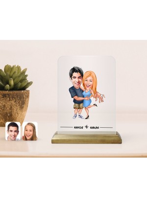 BK Gift Kişiye Özel Sevgililer Karikatürlü Çerçeve-14