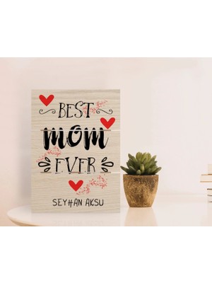 BK Gift Kişiye Özel En Iyi Anne Tasarımlı Otantik Masaüstü Ahşap Palet Çerçeve-3
