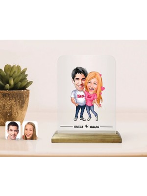 BK Gift Kişiye Özel Sevgililer Karikatürlü Çerçeve-5