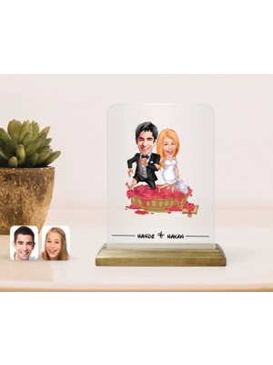 BK Gift Kişiye Özel Evleniyoruz Karikatürlü Çerçeve-10