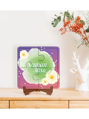 BK Gift Kişiye Özel Isimli Kadınlar Günü Tasarımlı Ahşap Standlı Puzzle Çerçeve-14