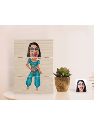 BK Gift Kişiye Özel Oryantal Karikatürlü Otantik Masaüstü Ahşap Palet Çerçeve-1