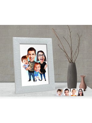 BK Gift Kişiye Özel Aile Karikatürlü Dekoratif Çerçeve-3