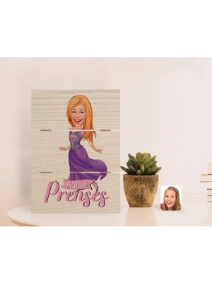 BK Gift Kişiye Özel Pamuk Prenses Karikatürlü Otantik Masaüstü Ahşap Palet Çerçeve-1