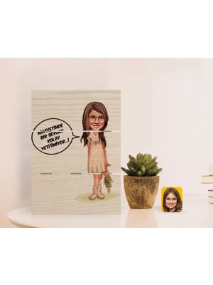 BK Gift Kişiye Özel Kız Çocuk Kolay Yetişmiyor Karikatürlü Otantik Masaüstü Ahşap Palet Çerçeve-1