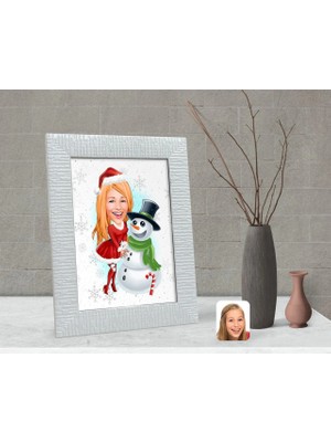 BK Gift Kişiye Özel Kadın Yeni Yıl Karikatürlü Dekoratif Çerçeve-2