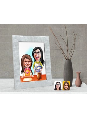 BK Gift Kişiye Özel Anne Kız Karikatürlü Dekoratif Çerçeve-2