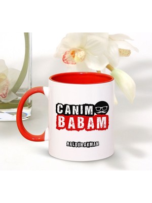 BK Gift Kişiye Özel Canım Babam Kırmızı Kupa Bardak - 001