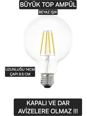 Tr 6500K Beyaz LED Rustik Dekoratif Ampul Vintage Aydınlatma G95 Beyaz, G95 4W Beyaz