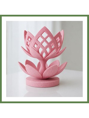 Bezos 3D Baskı Lotus Çiçeği Mumluk - Dekoratif Tealight Mumluk-Pembe HB006