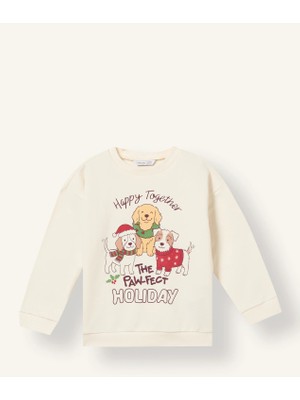 DeFacto %100 Pamuk Ayıcıklı Baskılı Oversize İçi Yumuşak Tüylü Kalın Sweatshirt Erkek Bebek I4370A526CW