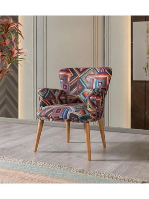 Tr Çay Seti Tekli Koltuk, Berjer (Salon, Balkon, Ofis, Bahçe) Desenli 70 x 60