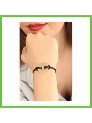 Bezos Love (Aşık) Siyah Deri Ipli Unisex Mood Bileklik Dmc