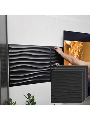 Tr Taş Efektli Duvar Panelleri, 3D Dalga Pvc Dekoratif Paneller - 50 cm Oturma Odası ve Duş Için