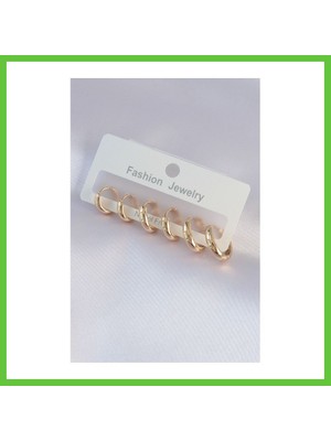 Bezos Pirinç Gold Renk Oval Küpe Seti Dmc