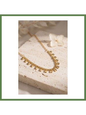 Bezos Gold Pirinç Yonca Model Kadın Kolye HB006