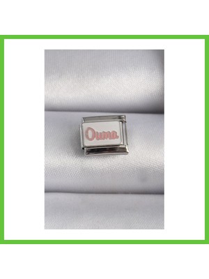 Bezos 316L Çelik Gümüş Renk Beyaz Pembe Ouma Işlemeli Nomination Charm Dmc