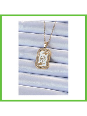 Bezos 316L Çelik Zincir Gold Renk Mineli Zirkon Taşlı Göz Figür Tarot Kolye Dmc