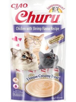 Ciao Churu Cream Tavuklu Ve Karidesli Kedi Kreması 4x14 gr
