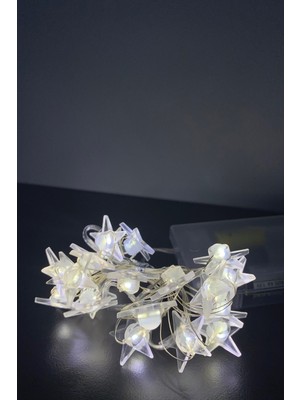 Magicledcorner Yıldızlı Gümüş Tel Peri LED 2 Metre Pilli
