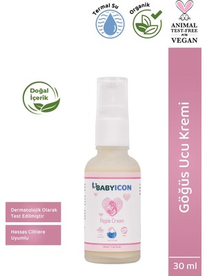 Baby Icon Organik Vegan Göğüs Ucu Kremi Hassas Ciltler İçin 30 ml Doğal İçerik