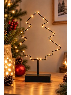 Magicledcorner Siyah Metal Çam Ağacı Ledli Dekor
