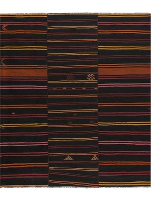 Etnik Bulvar Yün Kahverengi El Dokuması Kilim 310 x 360 cm