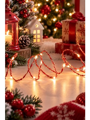 Magicledcorner Kırmızı Zincirli Peri LED Işık