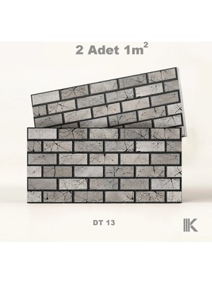 Kumlu Strafor Duvar Paneli Düz Tuğla Desenli 100 × 50 × 2 cm – 12 Adet / 6 M² - DT13 - Gri