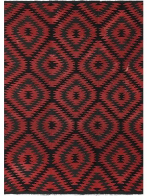 Etnik Bulvar Yün Kırmızı El Dokuması Kilim 155 x 213 cm