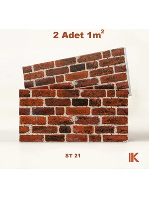 Kumlu Strafor Duvar Paneli 6 Sıra Taş Desenli 100 × 50 × 2 cm – 12 Adet / 6 M² - ST21 - Kırmızı