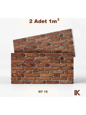 Kumlu Strafor Duvar Paneli 9 Sıra Taş Desenli 100 × 50 × 2 cm – 12 Adet / 6 M² - NT15 - Kahverengi