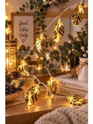 Magicledcorner Gold Yaprak Metal  Işık Zinciri