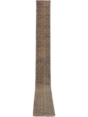 Etnik Bulvar Uşak Yün Kahverengi El Dokuma Yolluk 53 x 560 cm