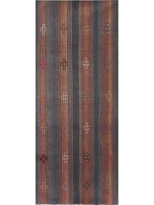 Etnik Bulvar Pamuk Turuncu El Dokuması Kilim 120 x 286 cm