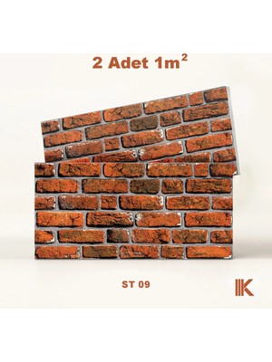 Kumlu Strafor Duvar Paneli 6 Sıra Taş Desenli 100 × 50 × 2 cm – 12 Adet / 6 M² - ST09 - Kırmızı