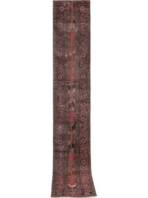 Etnik Bulvar Yün Kırmızı El Dokuması Halı 65 x 407 cm