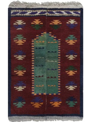 Etnik Bulvar Yün Kırmızı El Dokuması Halı 107 x 160 cm