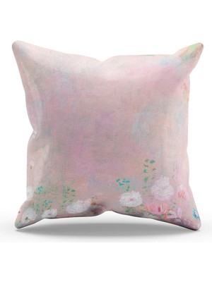 Tr Çift Tarafı Baskılı Canvas Flower-4 Desenli Süet Kırlent Kılıfı