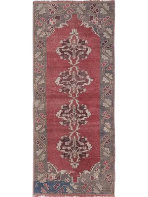 Etnik Bulvar Yün Kırmızı El Dokuma Yolluk 102 x 237 cm